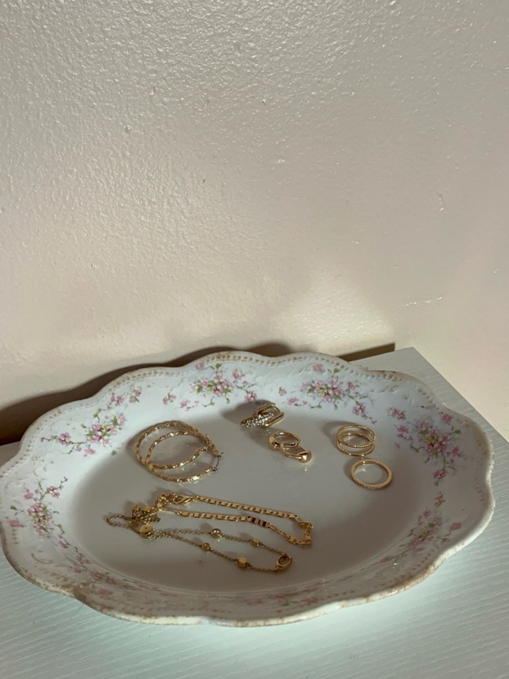 Vintage White & Pink Floral Dish